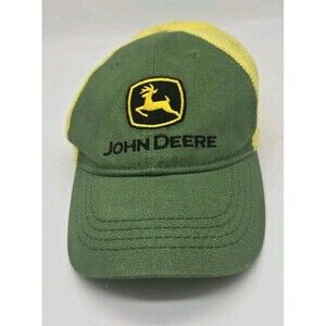 John Deere Toddler Snapback Hat Embroidrd Classic Green Yellow Mesh Adjustbl Cap